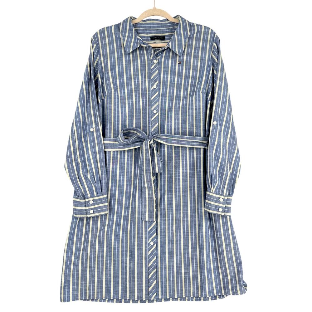 Tommy Hilfiger Blue and White Striped Mini Dress